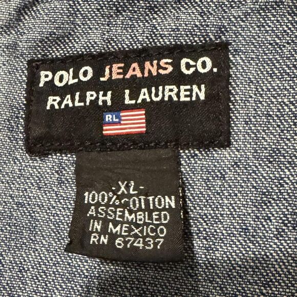 Vintage Polo Jeans Co Bib Overalls Ralph Lauren Mens XL Denim Carpenter 90s Y2K - Picture 6 of 11